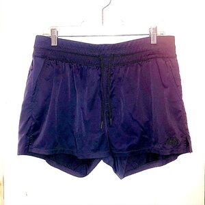 Navy blue NORTH FACE athletic nylon shorts with drawstring